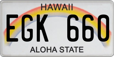 HI license plate EGK660