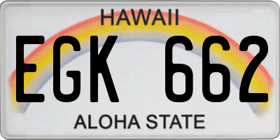 HI license plate EGK662