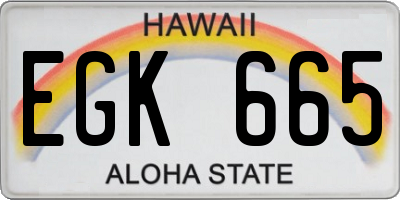HI license plate EGK665