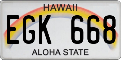 HI license plate EGK668