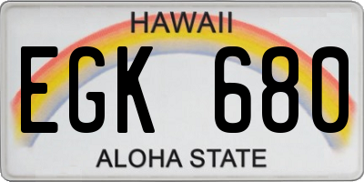 HI license plate EGK680