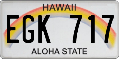 HI license plate EGK717