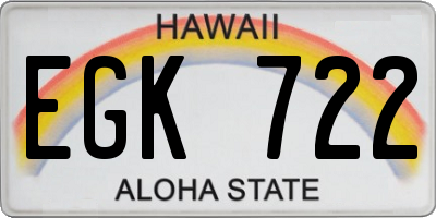 HI license plate EGK722