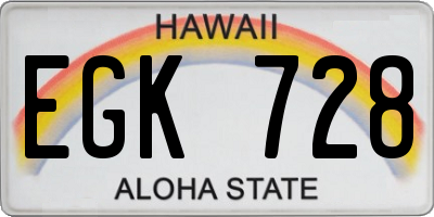 HI license plate EGK728
