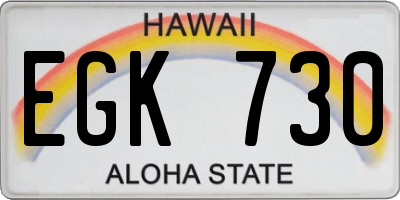 HI license plate EGK730