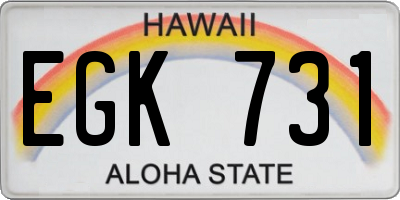 HI license plate EGK731