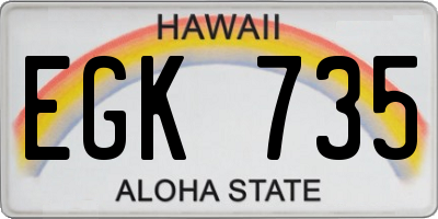 HI license plate EGK735