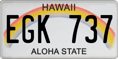 HI license plate EGK737