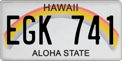 HI license plate EGK741