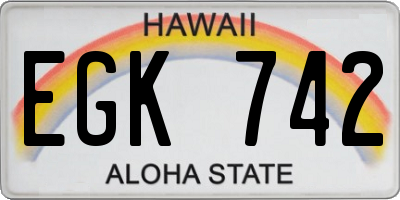 HI license plate EGK742