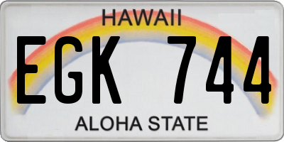 HI license plate EGK744