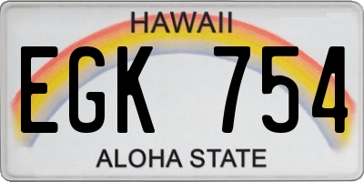 HI license plate EGK754
