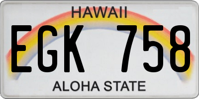 HI license plate EGK758