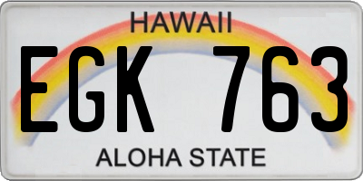 HI license plate EGK763