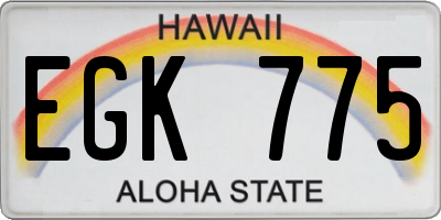 HI license plate EGK775