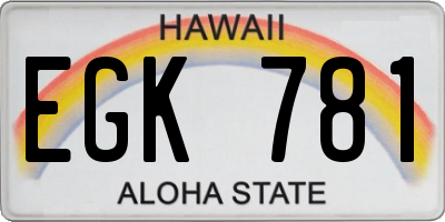 HI license plate EGK781
