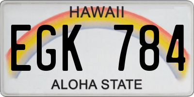 HI license plate EGK784