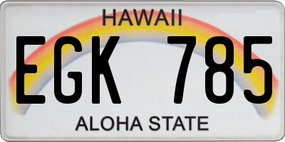 HI license plate EGK785