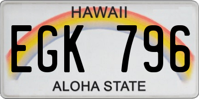 HI license plate EGK796