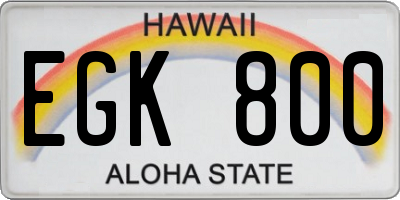 HI license plate EGK800