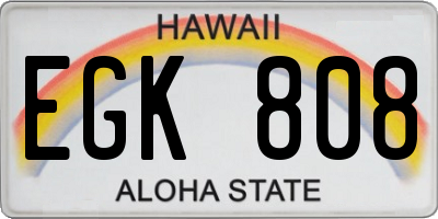 HI license plate EGK808