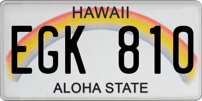 HI license plate EGK810