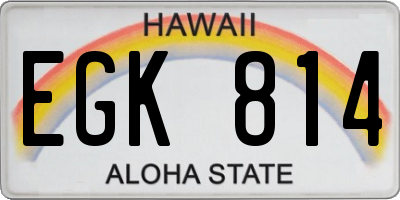 HI license plate EGK814