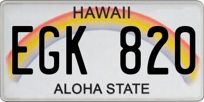 HI license plate EGK820