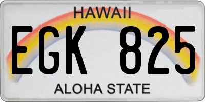 HI license plate EGK825