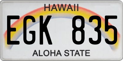 HI license plate EGK835