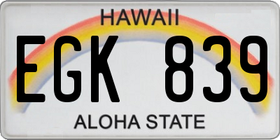 HI license plate EGK839