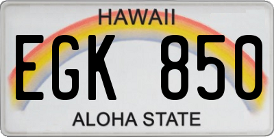 HI license plate EGK850