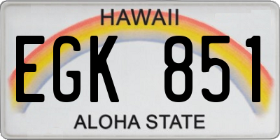 HI license plate EGK851