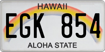 HI license plate EGK854