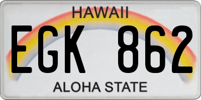 HI license plate EGK862