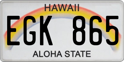 HI license plate EGK865