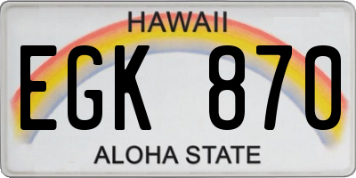 HI license plate EGK870