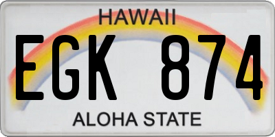HI license plate EGK874