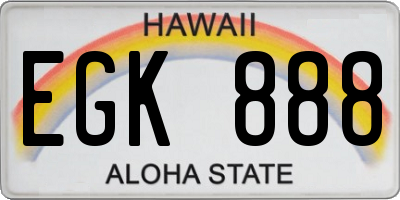 HI license plate EGK888