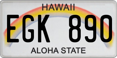 HI license plate EGK890