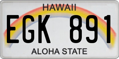 HI license plate EGK891