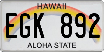 HI license plate EGK892