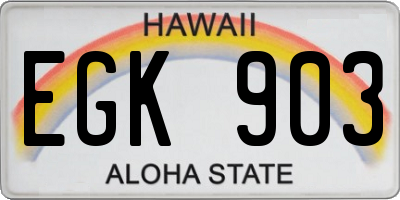 HI license plate EGK903