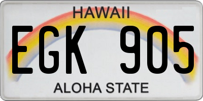 HI license plate EGK905
