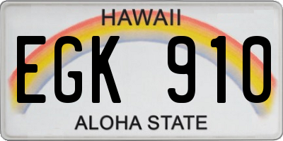 HI license plate EGK910