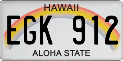 HI license plate EGK912