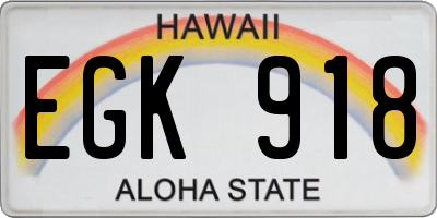 HI license plate EGK918