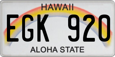 HI license plate EGK920