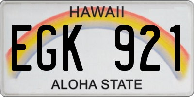 HI license plate EGK921