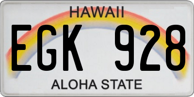 HI license plate EGK928